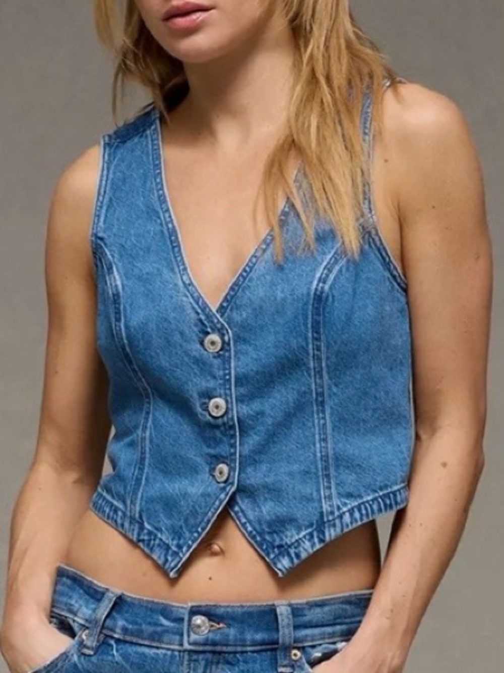 NWOT Crop Denim vest size small
